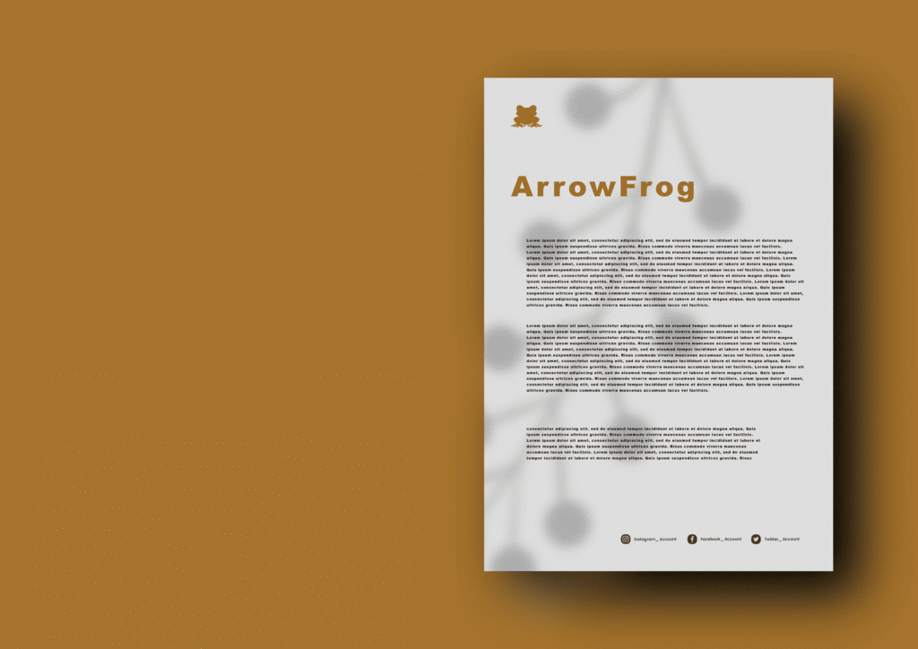 Carta intestata aziendale progettata da Arrowfrog Studio per immagine coordinata