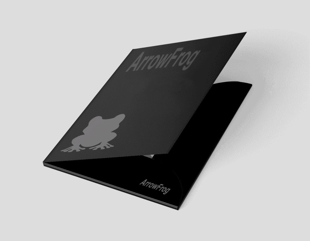 Cartelletta personalizzata progettata da Arrowfrog Studio per branding e comunicazione aziendale